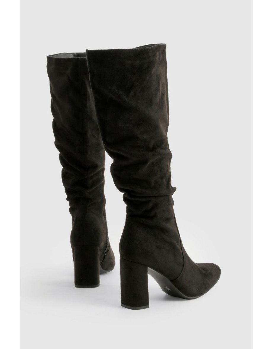 Wide Fit Slouchy Block Heel Knee High Boots - 3