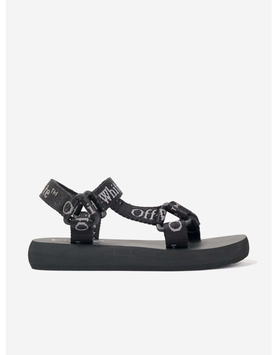 Kids Bookish Logo Band Trek Sandals in Black