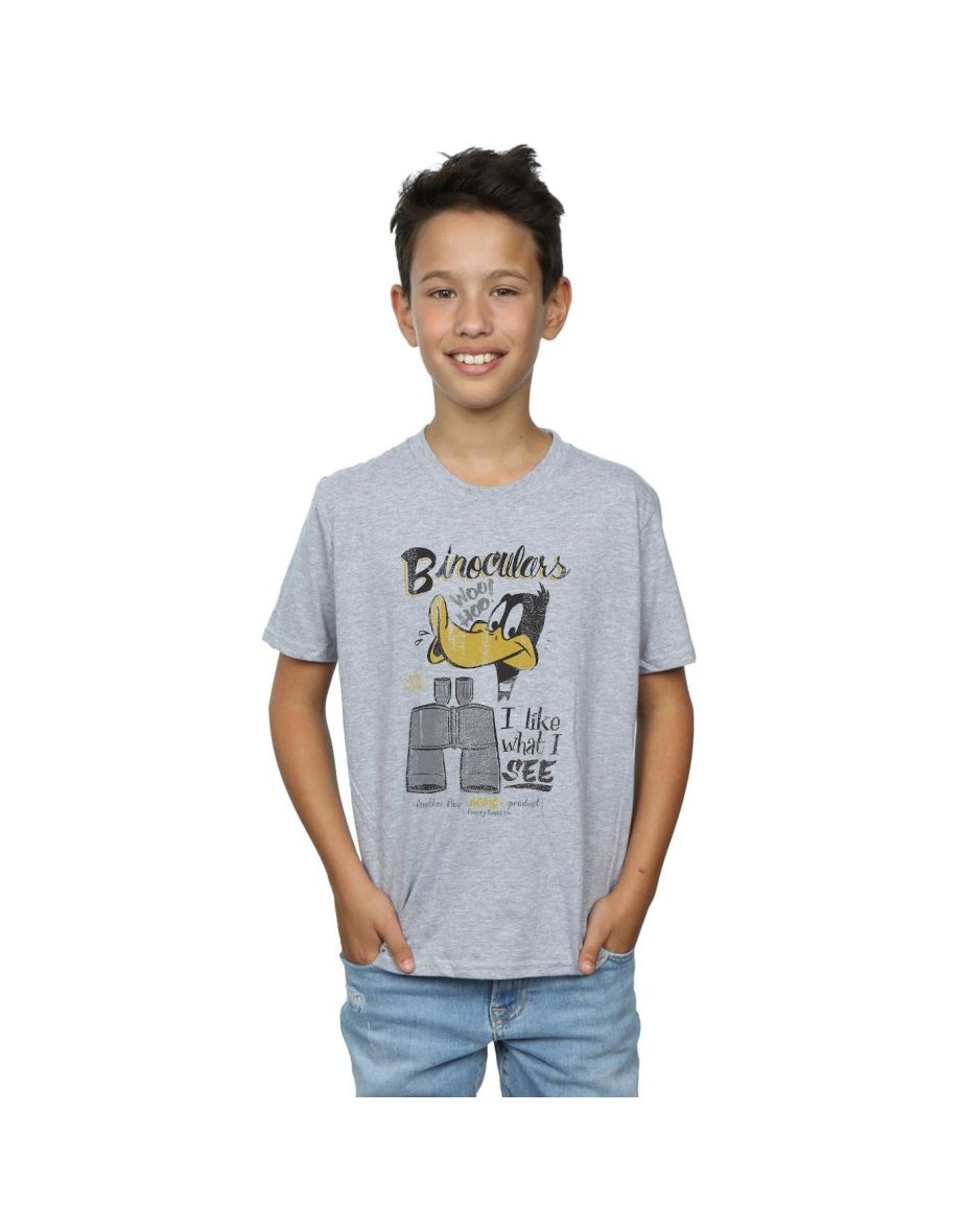 Looney Tunes Boys Daffy Duck Binoculars T-Shirt - Sports Grey