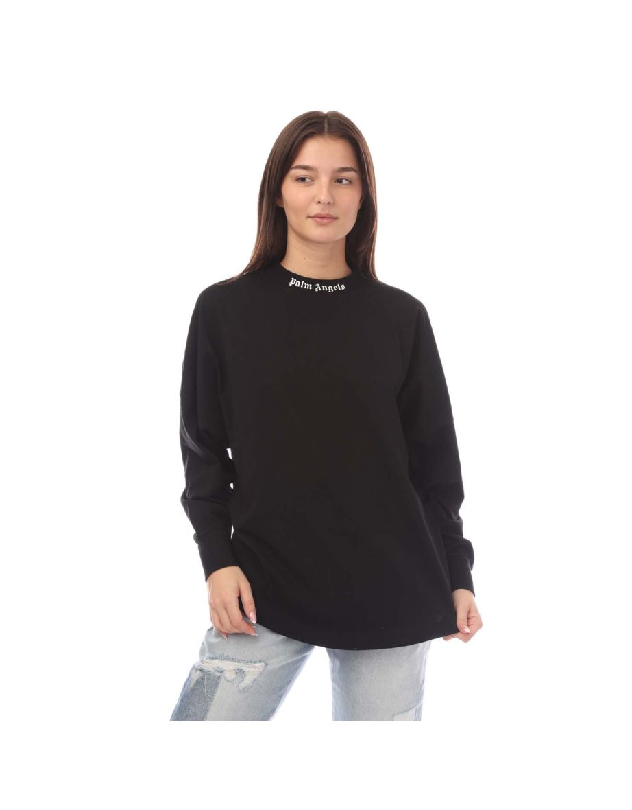 Women's Palm Angels Classic Logo Long Sleeve Over T-Shirt in Black