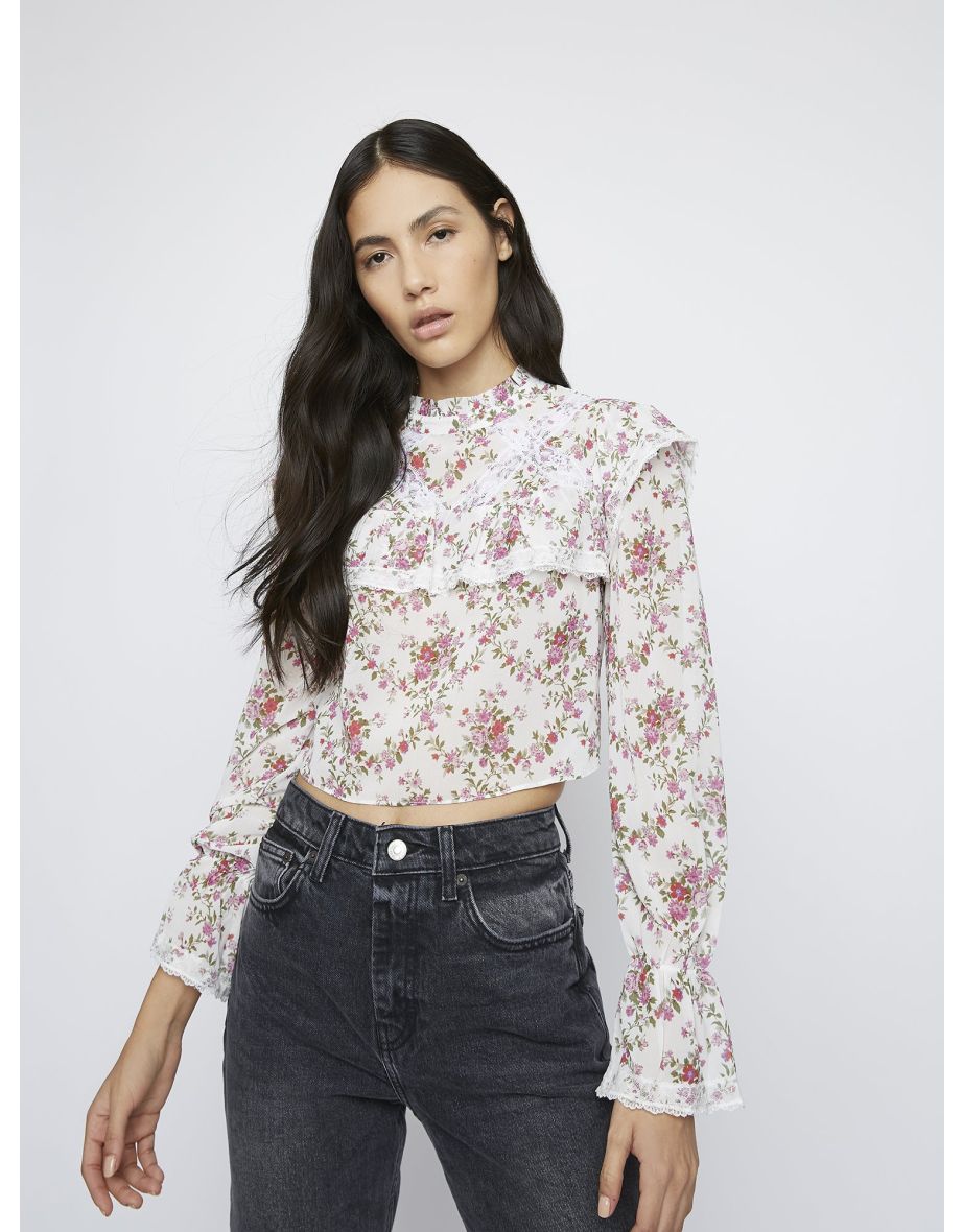 Glamorous Romantic Floral Chiffon Top