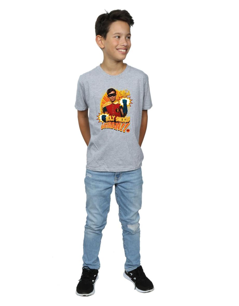 DC Comics Boys Batman TV Series Holy Smokes T-Shirt - Sports Grey - 3