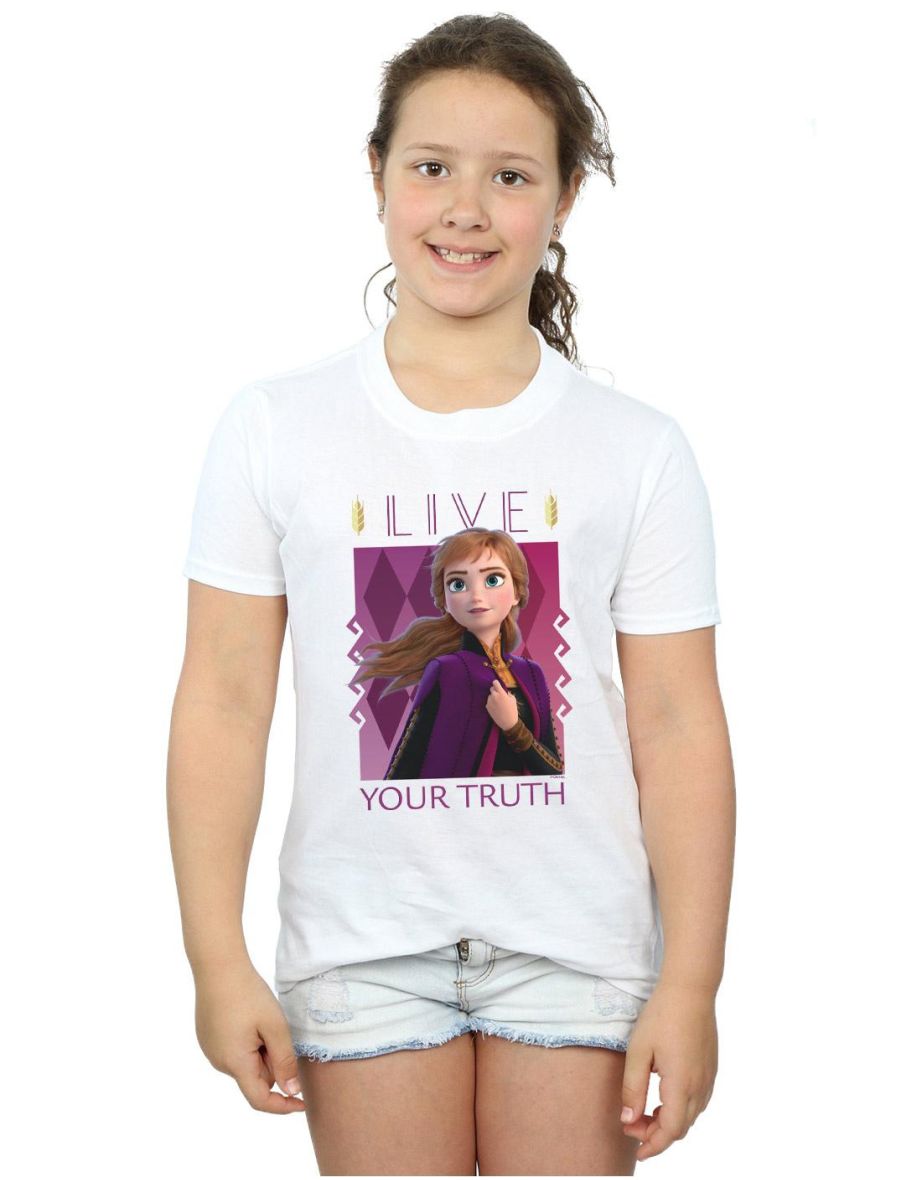 Disney Girls Frozen 2 Anna Live Your Truth Cotton T-Shirt - White