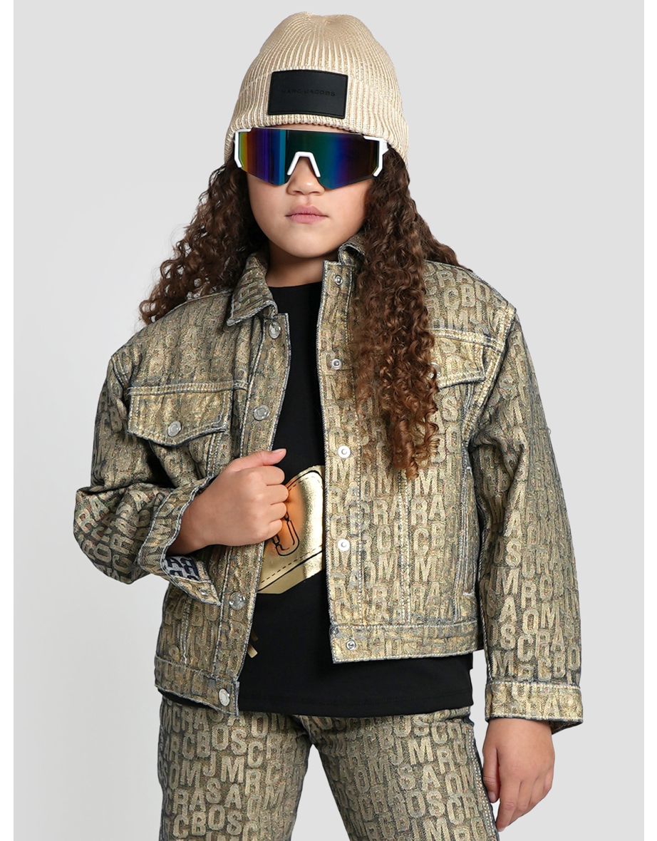 MARC JACOBS Girls Metallic Effect Denim Jacket in Gold