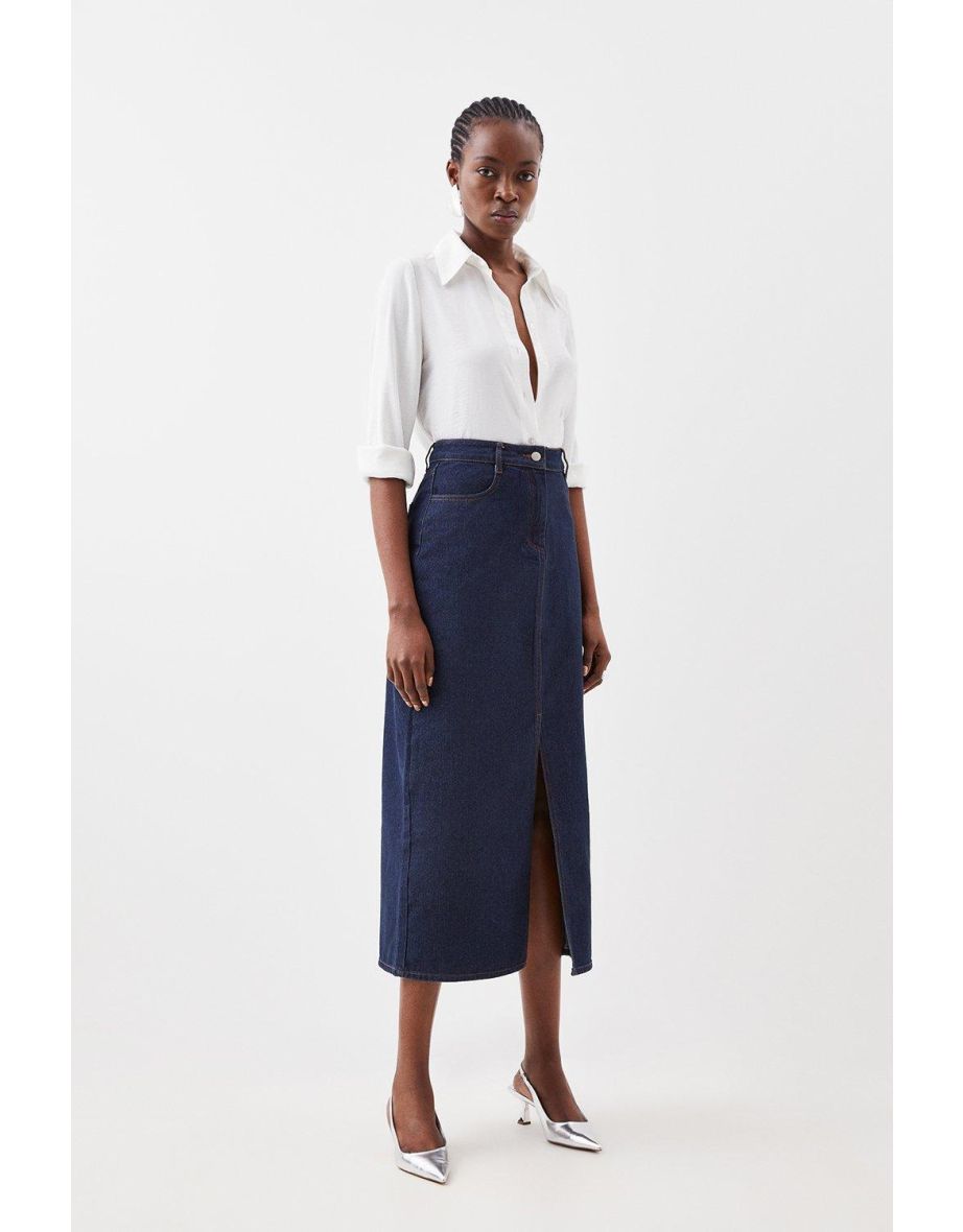 Shop Petite Denim Maxi Skirt Online in Bahrain VogaCloset