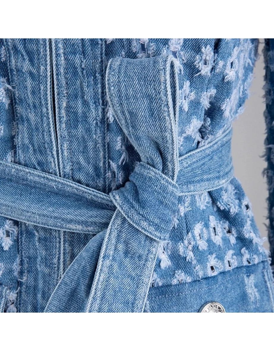 LAYLA LUXURY DENIM BELTED BLAZER - 4