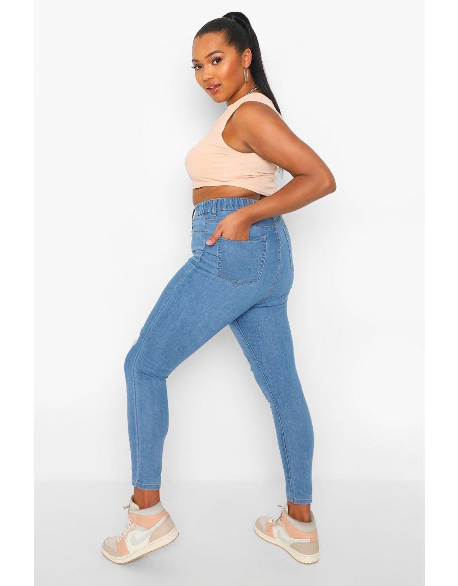 Plus High Rise Jegging - mid blue - 3