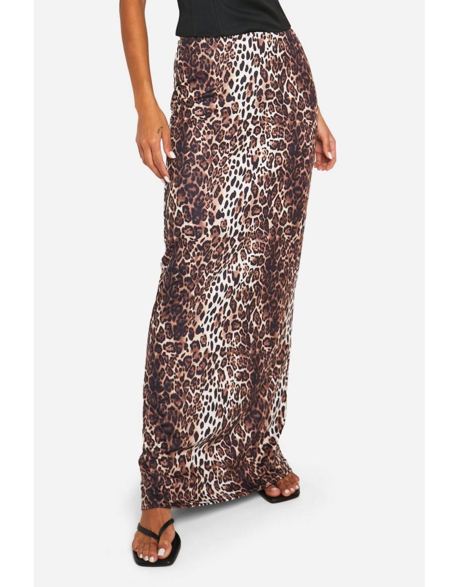 Leopard Print Jersey Maxi Skirt - 3
