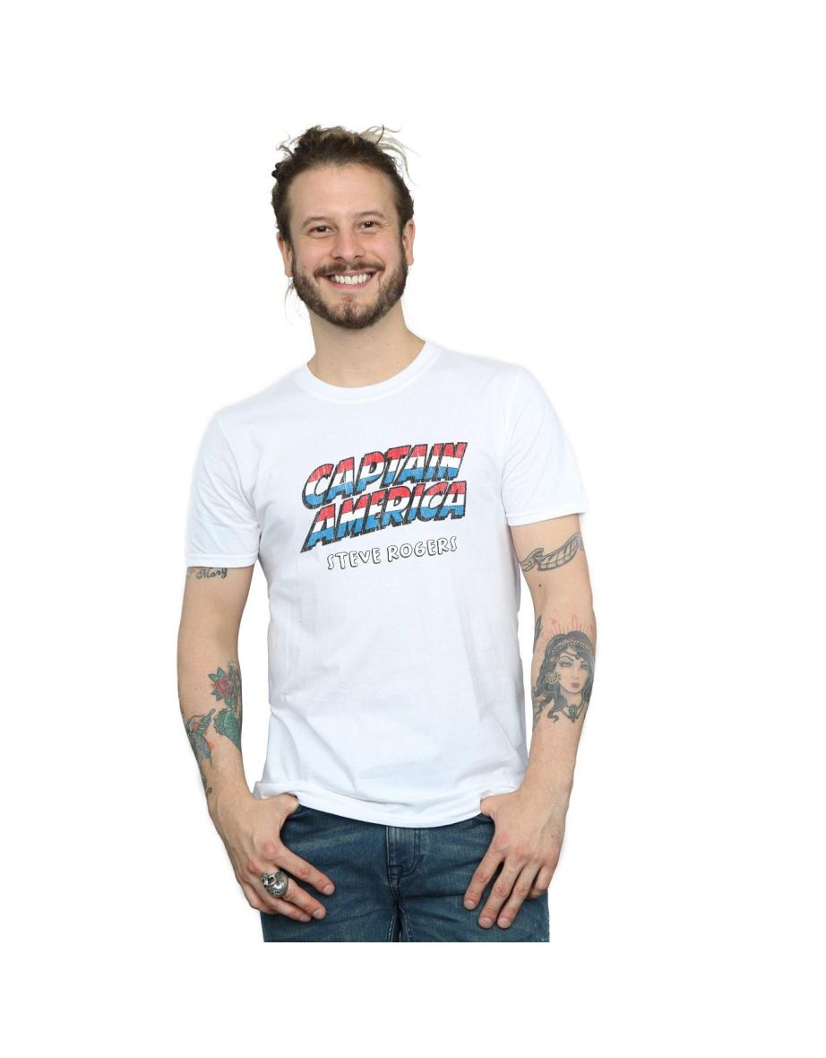 Marvel Mens Captain America AKA Steve Rogers T-Shirt - White
