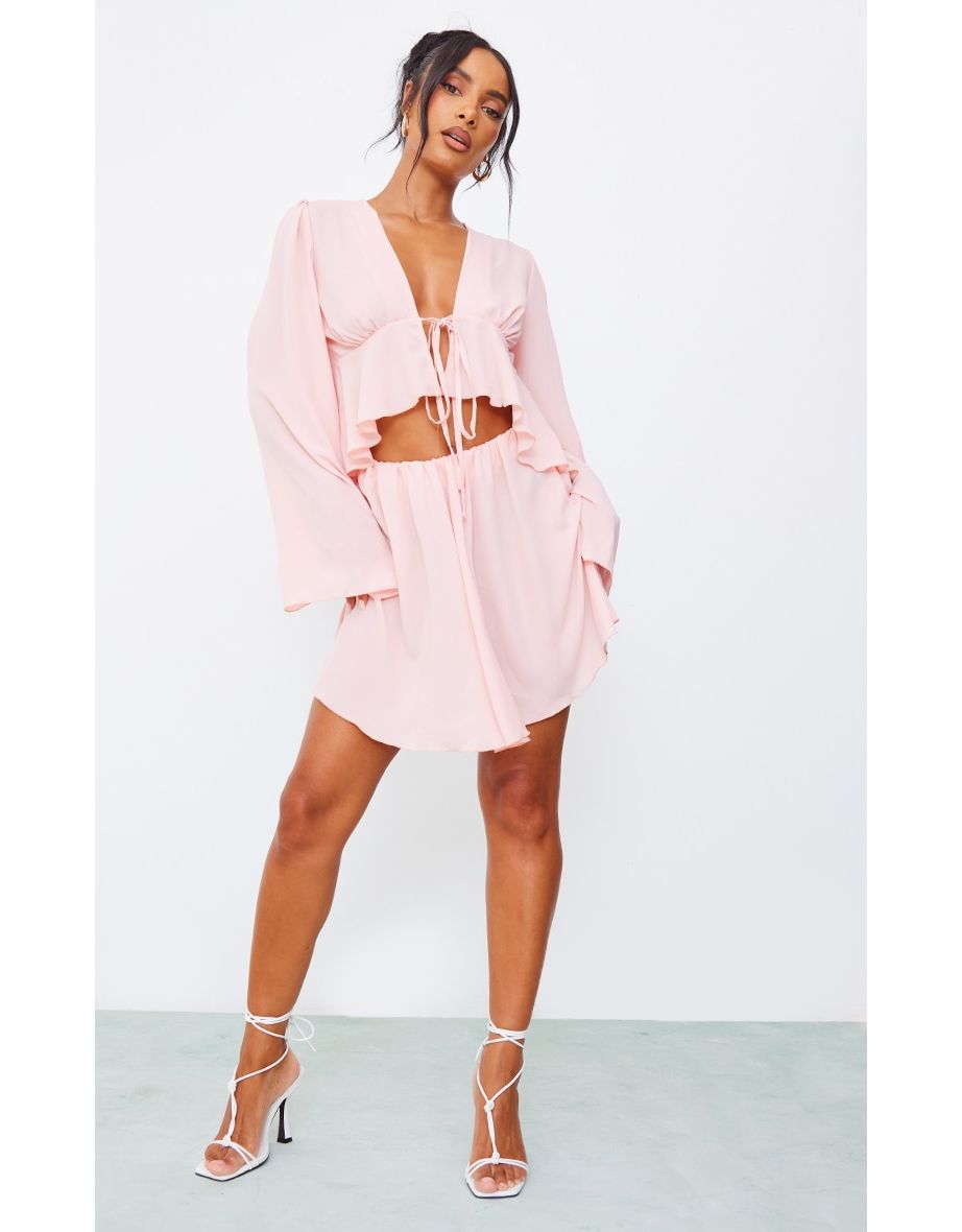 Pink Pleated A-Line Mini Skirt