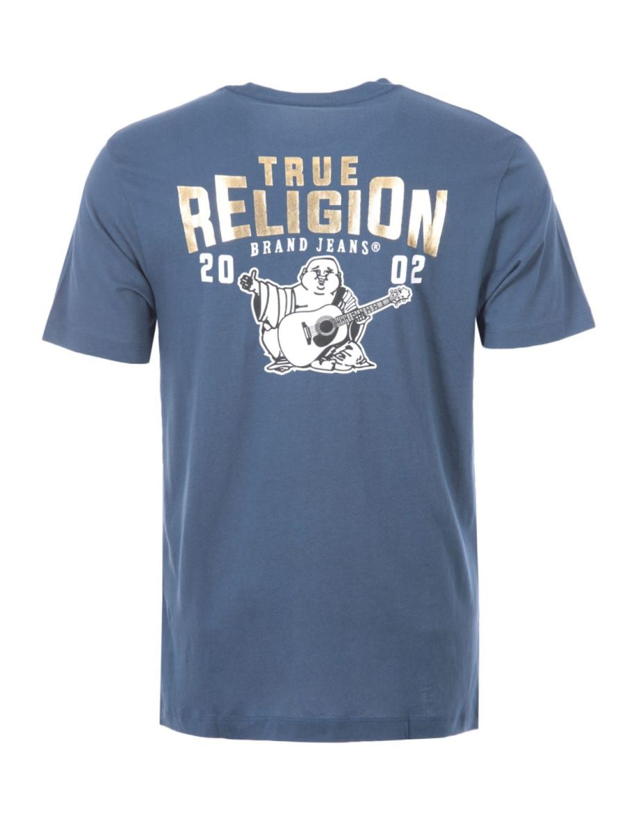 Men's True Religion Monotone Buddha Logo Crew Neck T-Shirt in Blue - 1