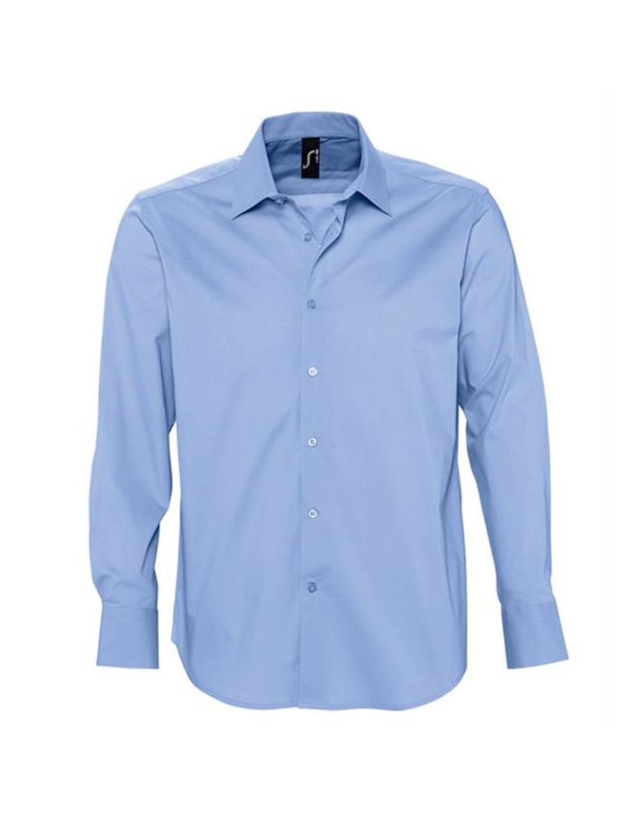 SOLS Mens Brighton Long Sleeve Fitted Work Shirt - Bright Sky