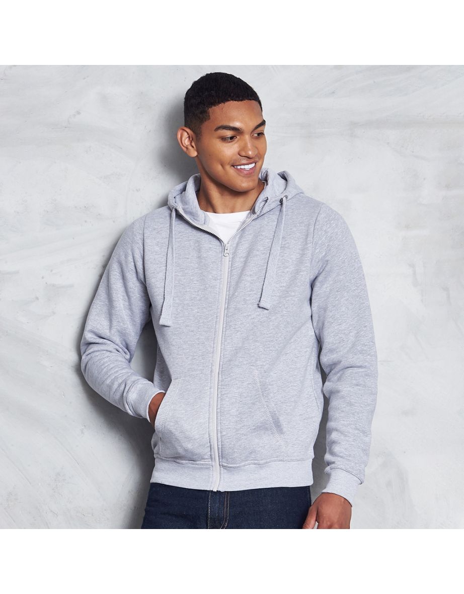 AWDis Just Hoods Mens Graduate Heavyweight Full Zip Hoodie - Heather Grey - 1