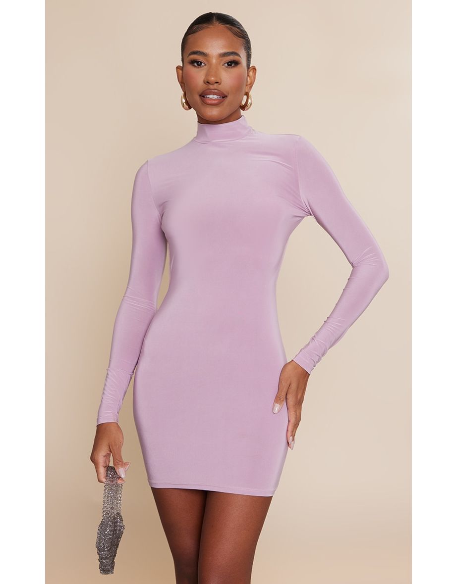 Purple long sleeve bodycon dress hotsell