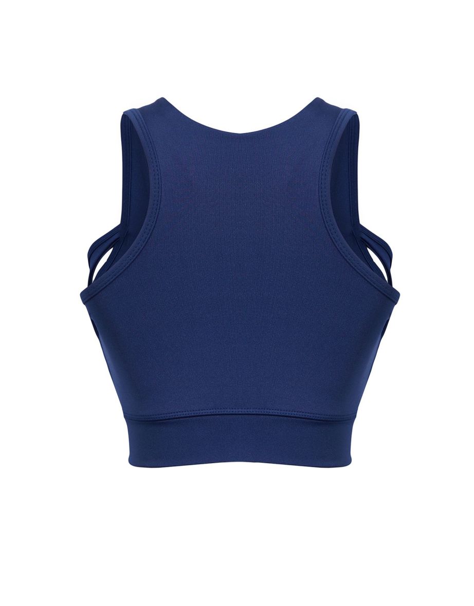 Dark Navy Blue Supported/Shaping Halter Neck Knitted Sports Bra - 6