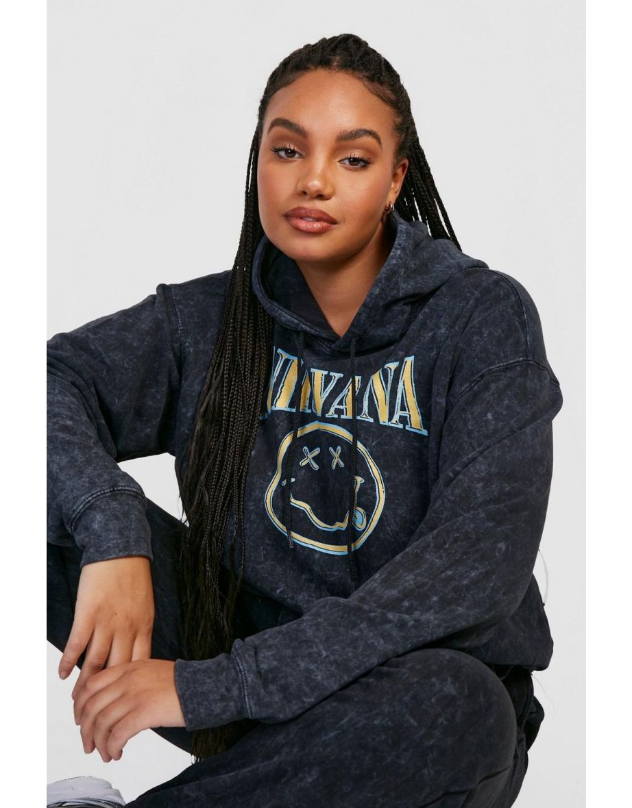 Plus Nirvana Acid Wash Hoodie - acid wash black