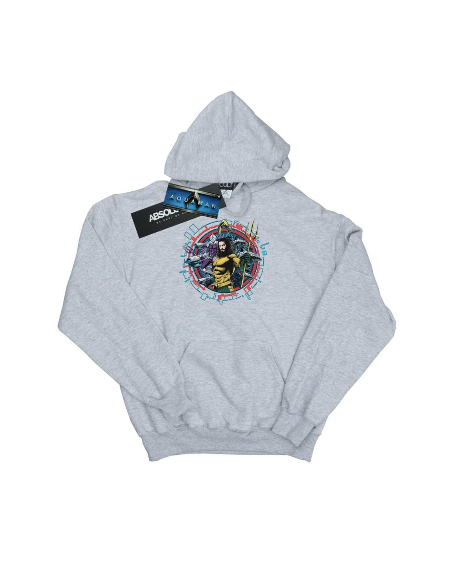DC Comics Boys Aquaman Circular Crest Hoodie - Sports Grey