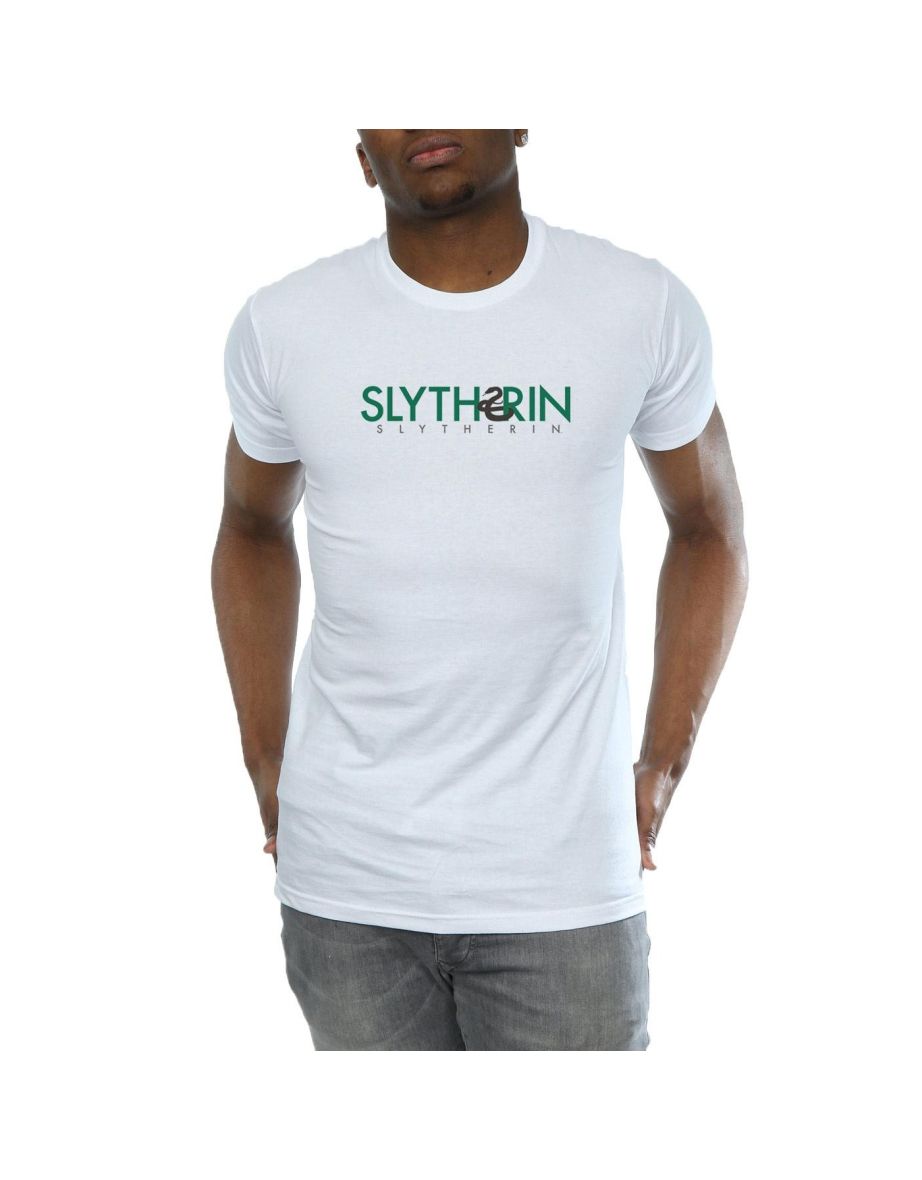 Harry Potter Mens Slytherin Text T-Shirt - White - 3