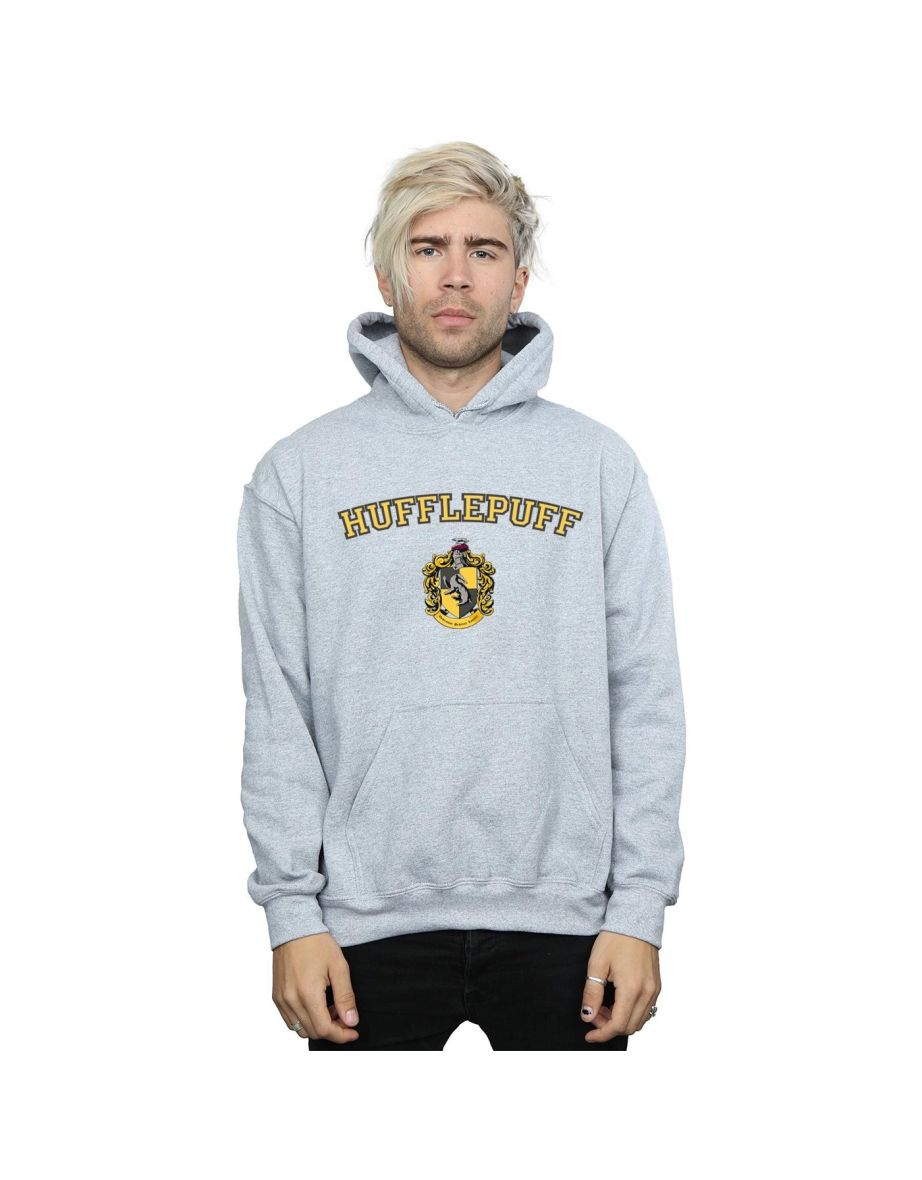 Harry Potter Mens Hufflepuff Crest Hoodie - Sports Grey