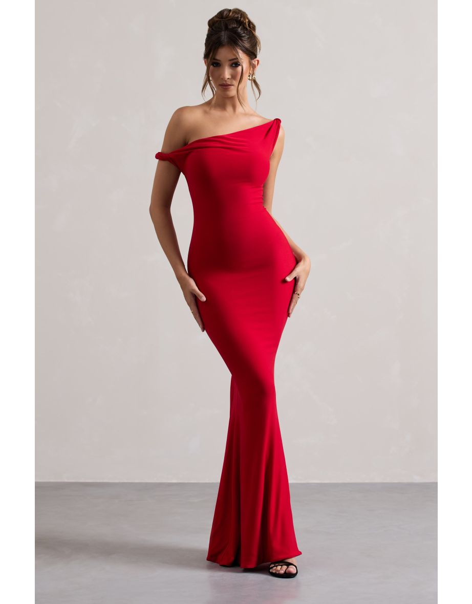 Lita | Red Twisted Asymmetric Maxi Dress