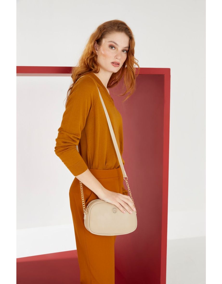 Print Sand Beige Women's Shoulder Bag