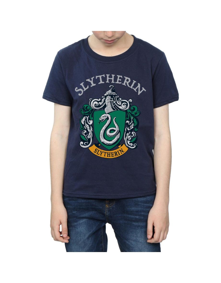 Harry Potter Boys Slytherin Crest T-Shirt - Navy Blue - 5