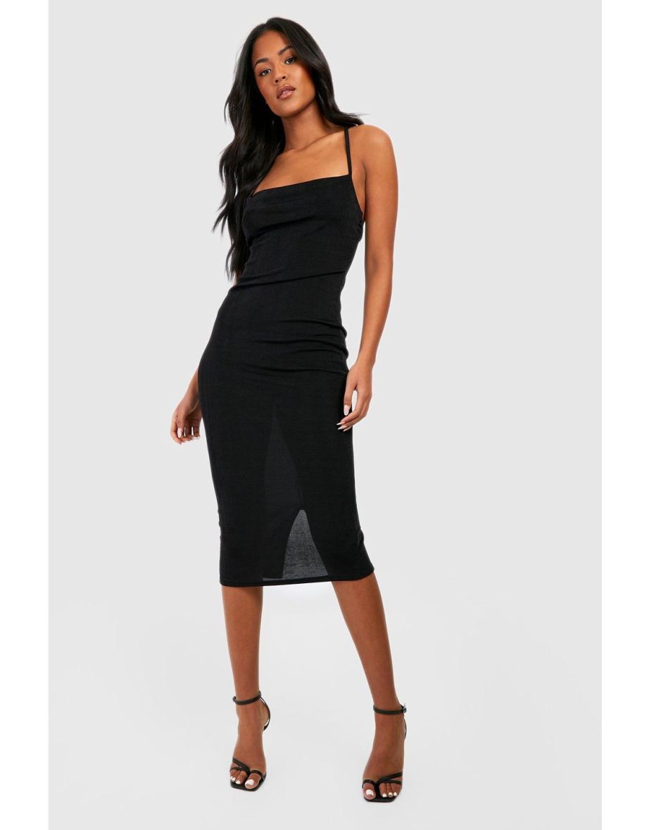 boohoo black midi dress