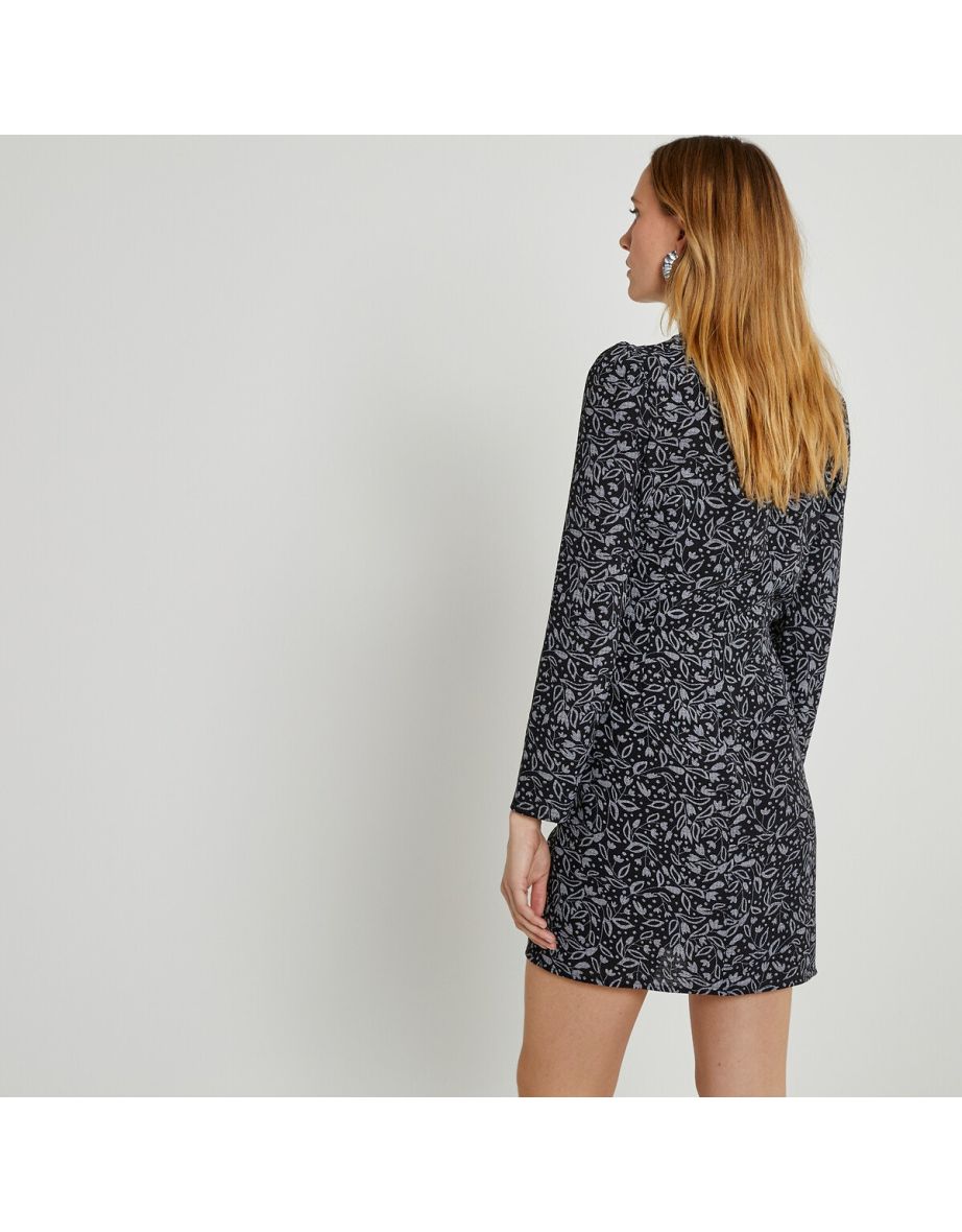 Mini Floral Pencil Dress with Long Sleeves - 4