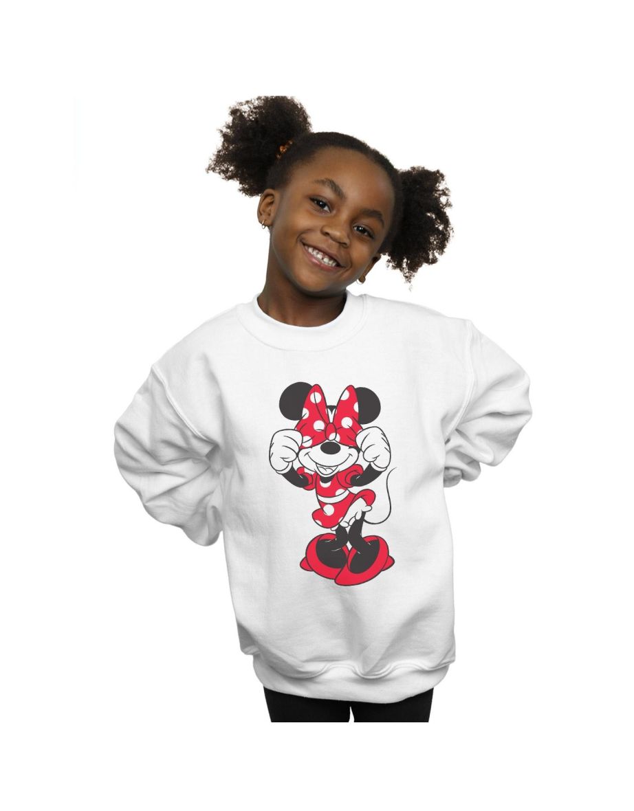 Disney Girls Minnie Mouse Bow Eyes Sweatshirt - White