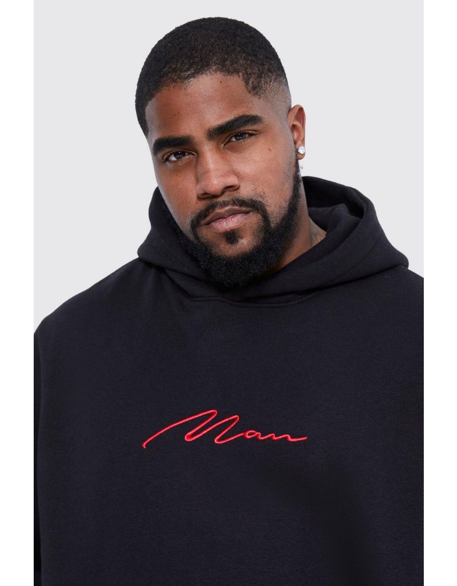 Plus Man 3d Embroidery Hooded Tracksuit - black - 2