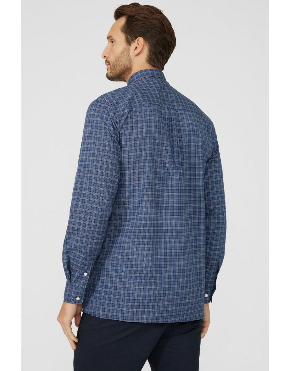 Textured Double Grid Check Shirt - blue - 3