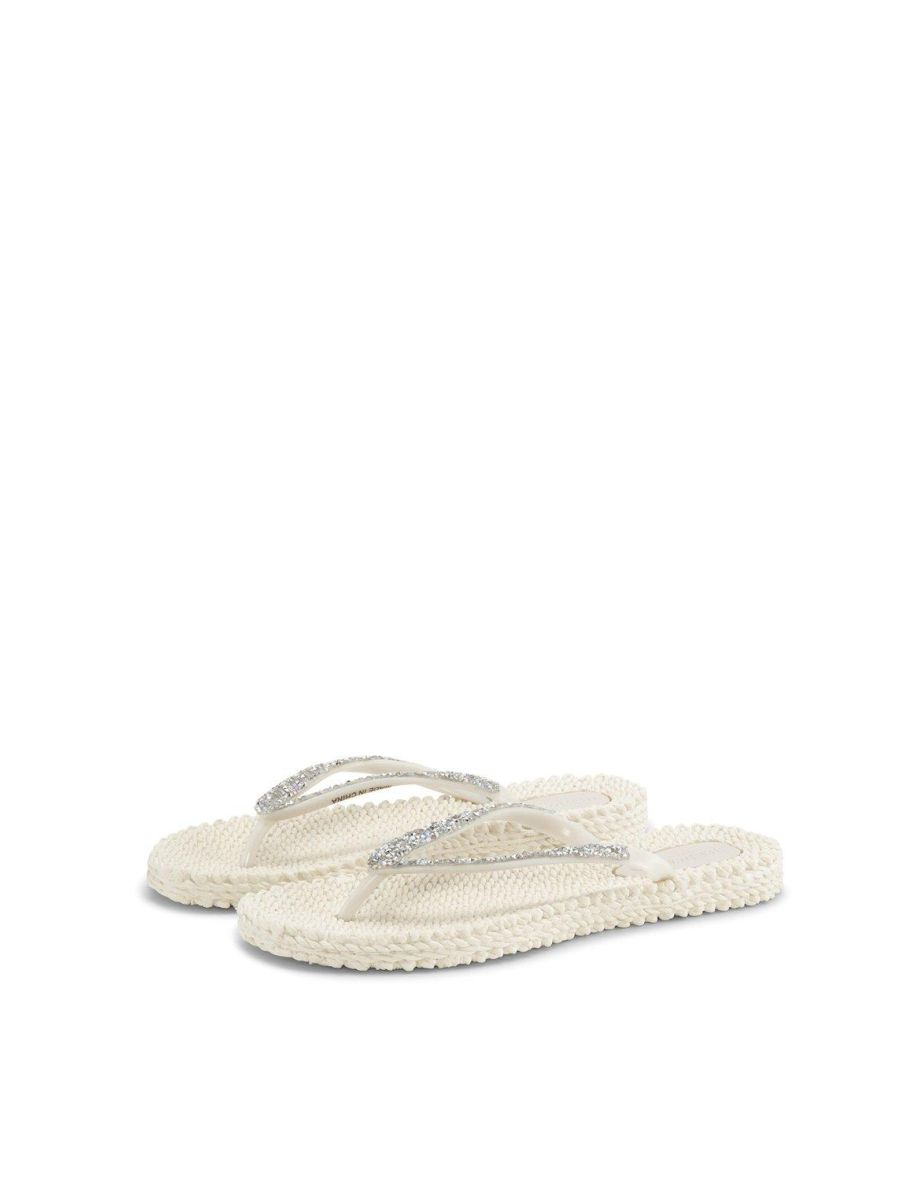 Cheerful Rhinestone Flip Flop Cream - 2