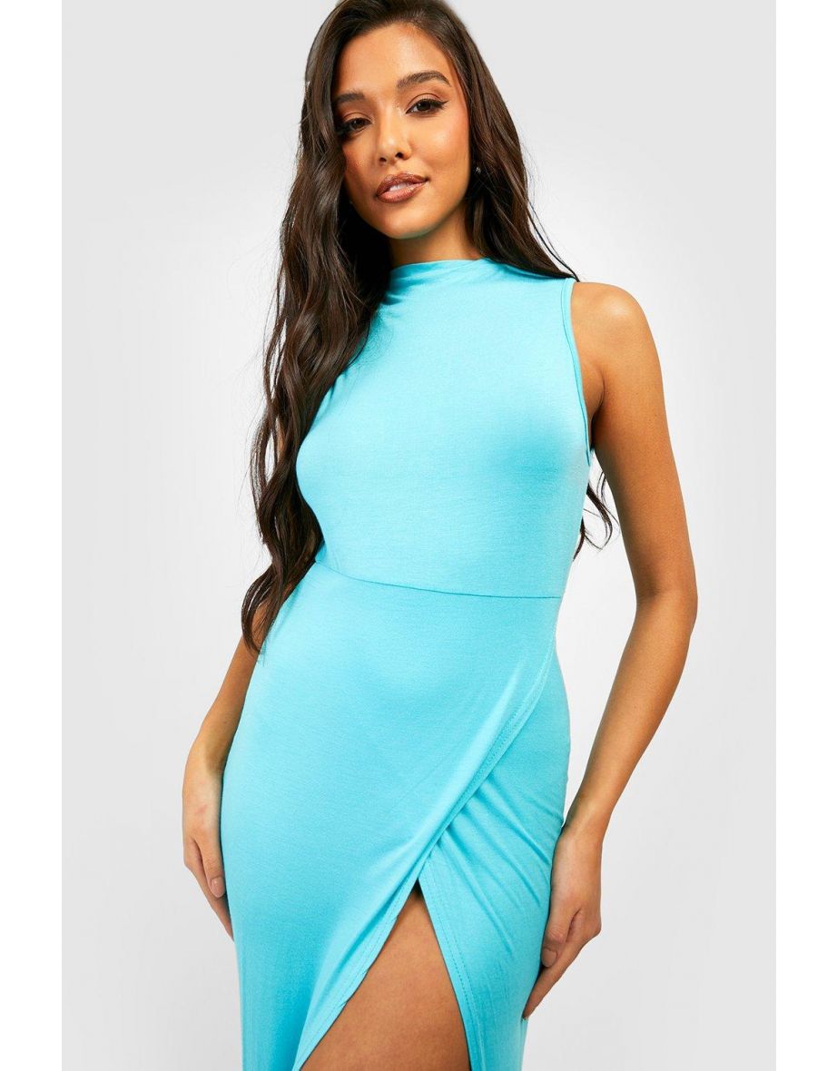 Sleeveless Wrap Maxi Dress - aqua - 3