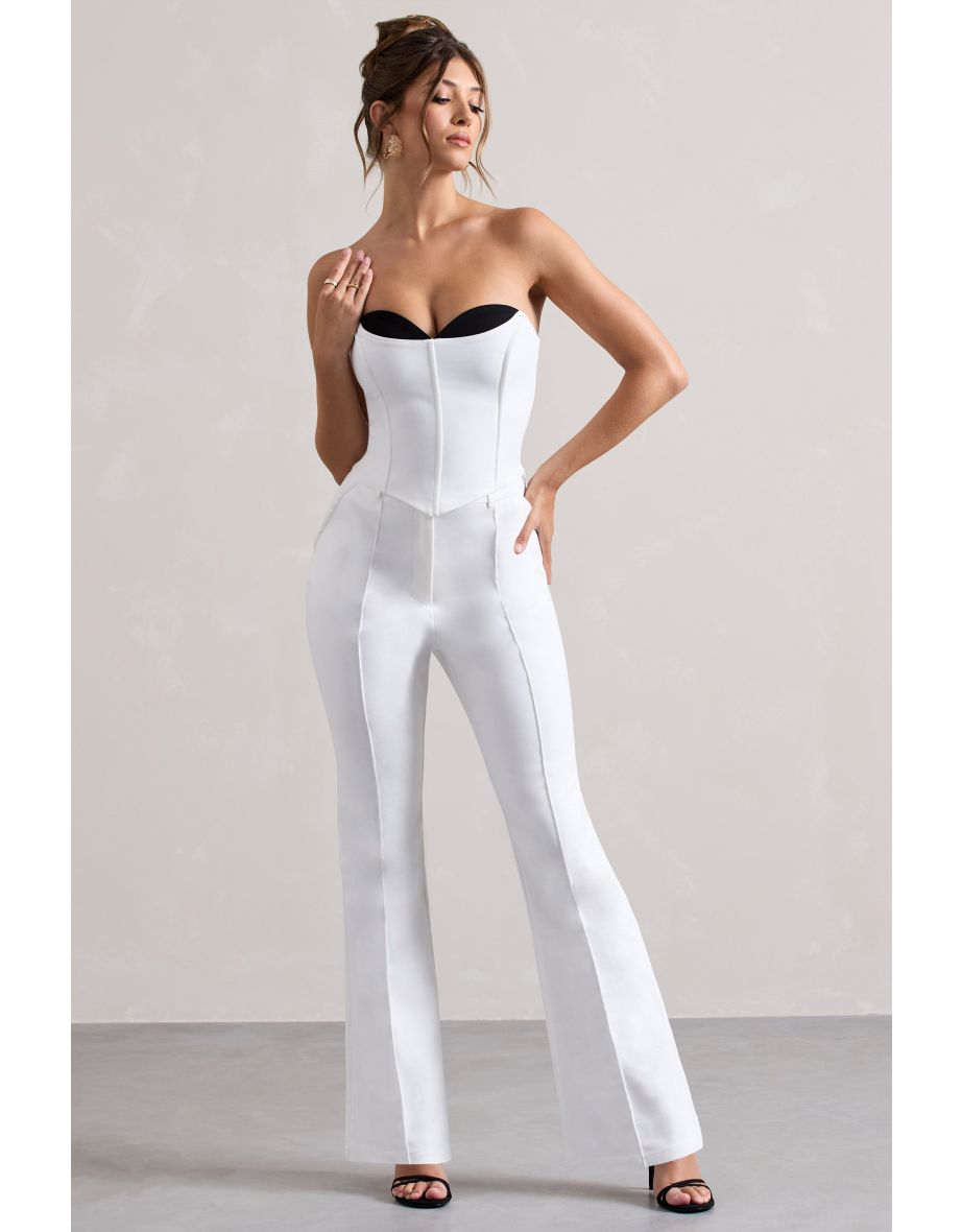 Aubriella | White Strapless Lace-Up Corset Top