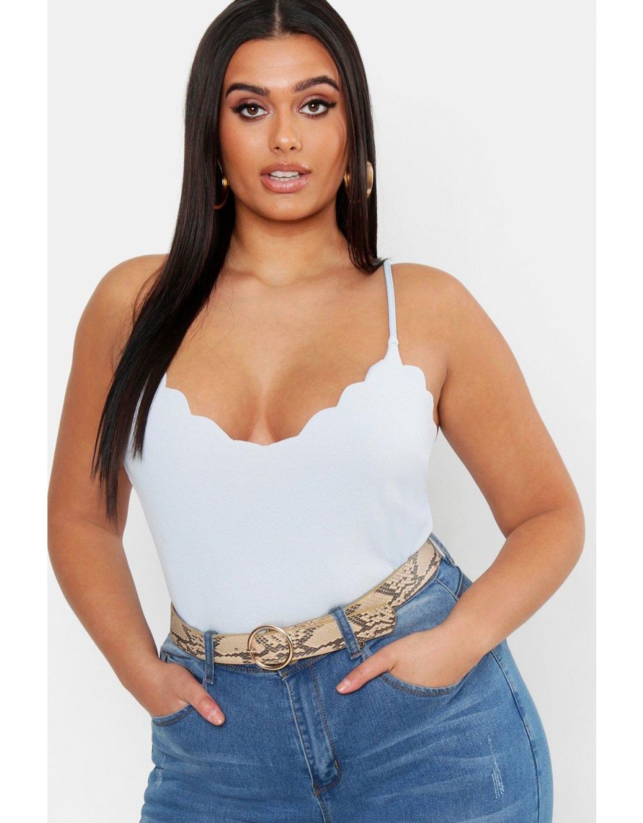 Plus  Scalloped Edge Cami Top - powder blue - 3