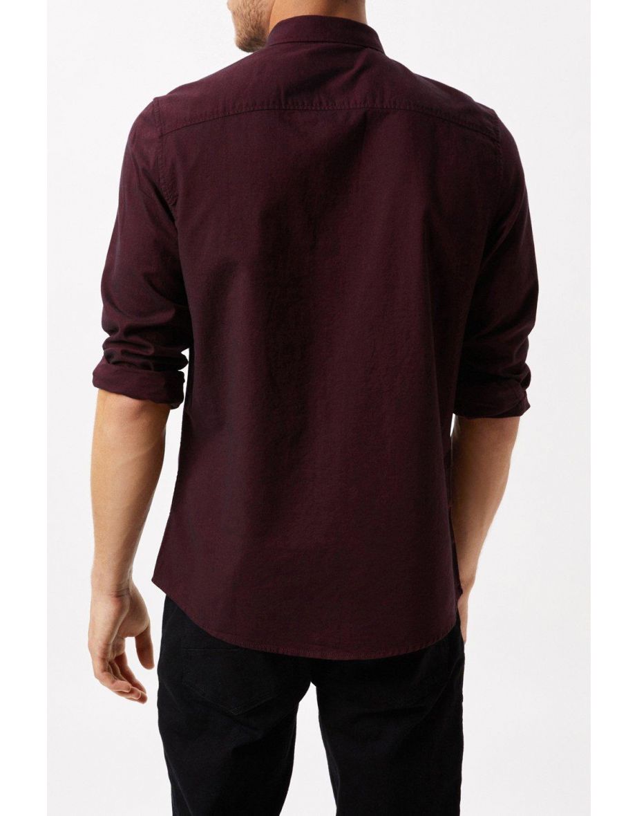 Burgundy Oxford Shirt With England Flag - 2