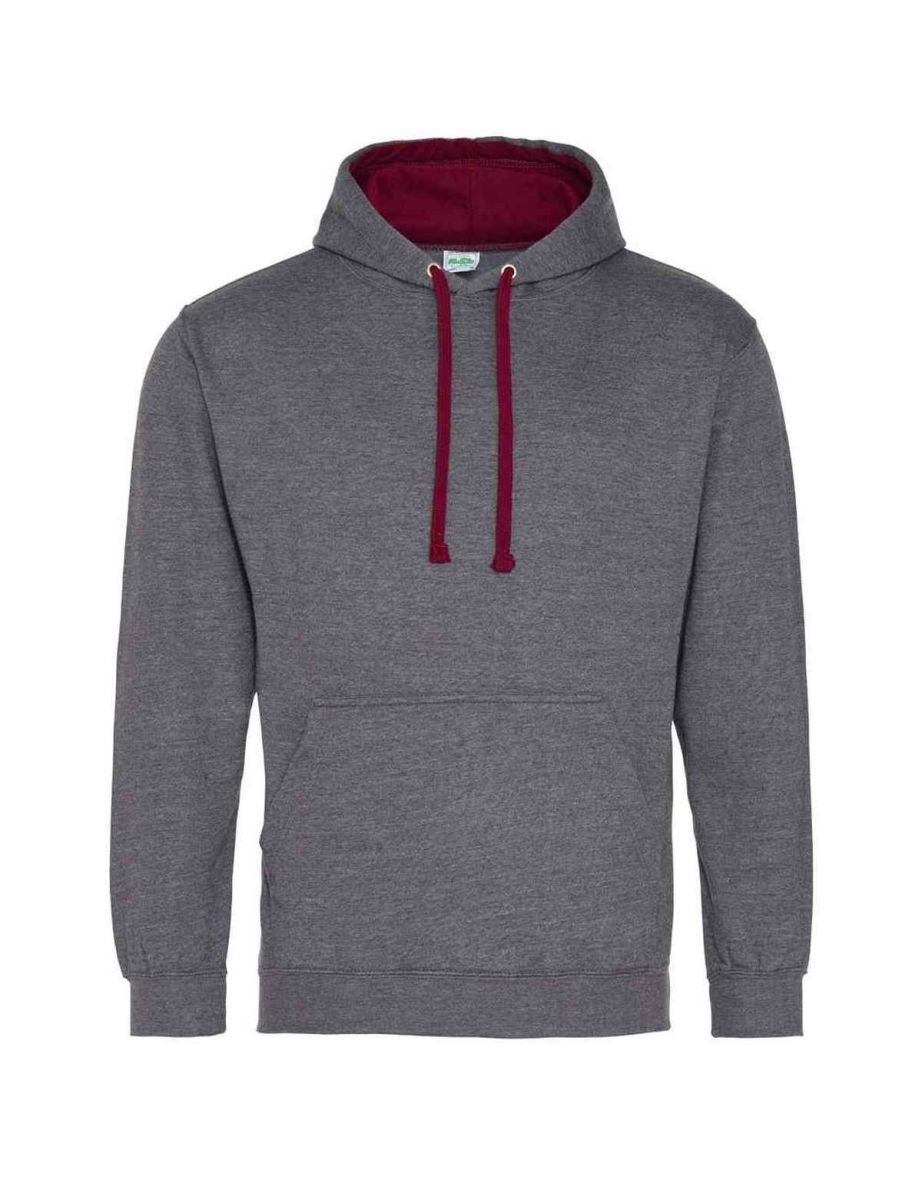 Awdis Womens/Ladies Varsity Hoodie - Charcoal/Burgundy