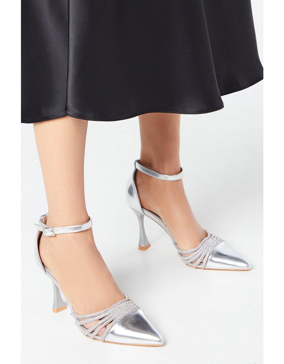 London Diamante Stiletto Heeled Court Shoes