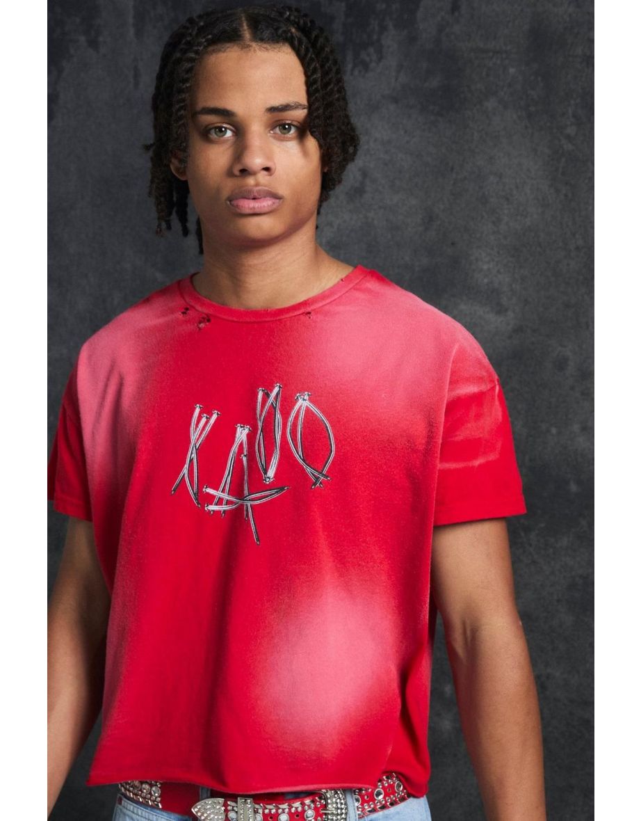 Trippie Redd Baby Fit Heavy Washed 1400 T-shirt - red - 2