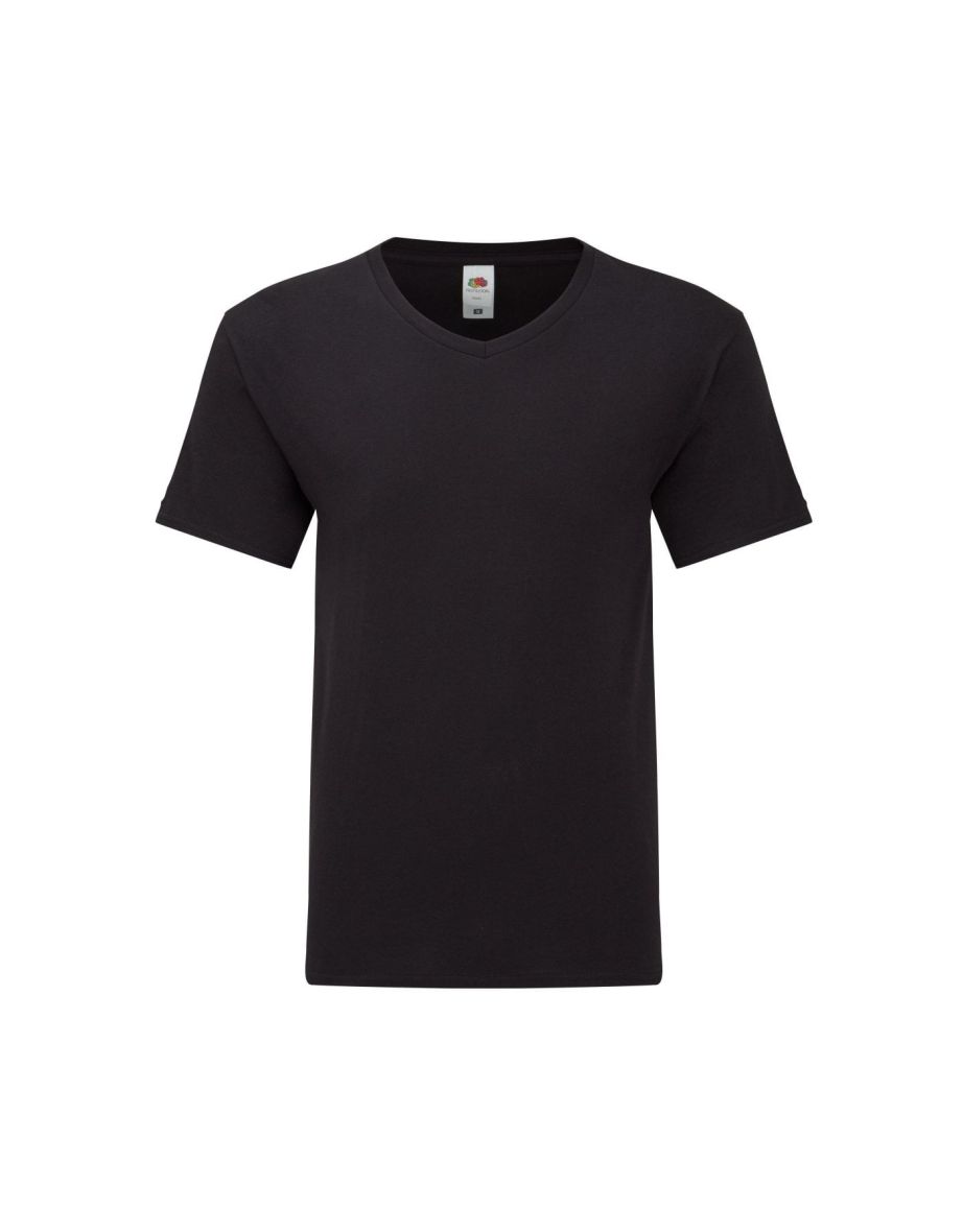 Fruit Of The Loom Mens Iconic 150 V Neck T-Shirt - Black