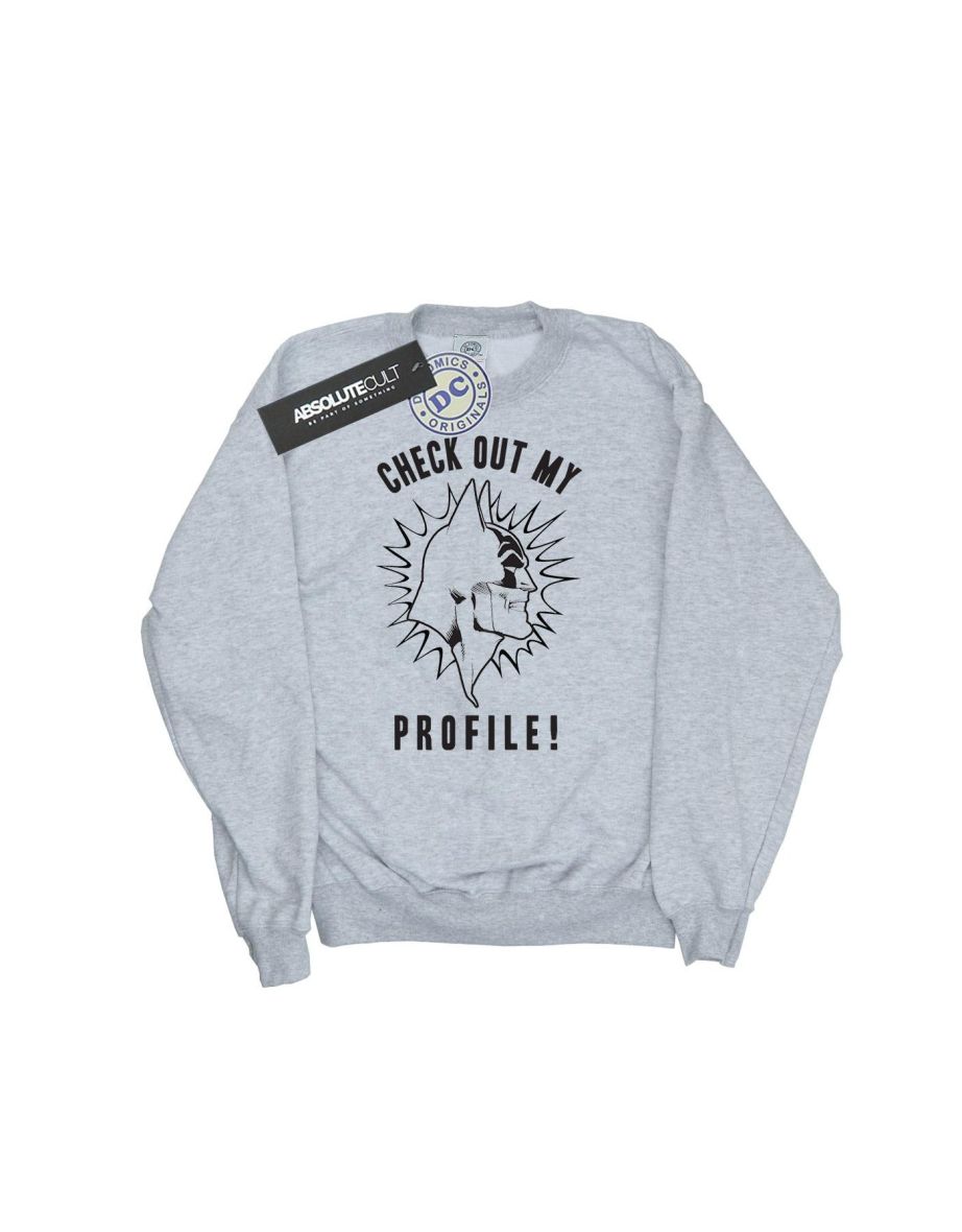 DC Comics Girls Batman Check Out My Profile Sweatshirt - Sports Grey