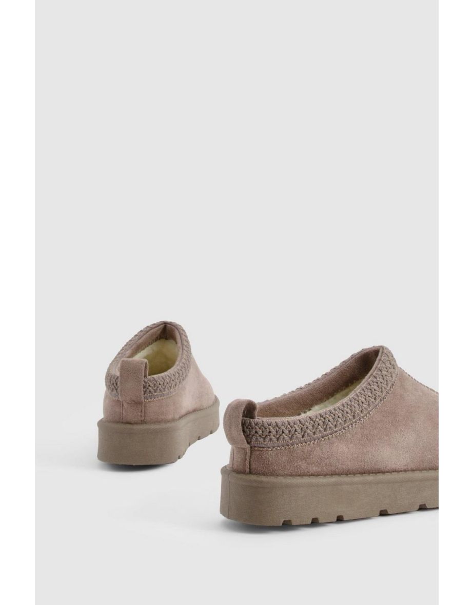 Embroidered Cosy Mules - taupe - 3