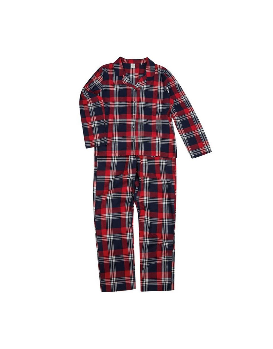 SF Womens/Ladies Tartan Pyjama Set - Red/Navy Check