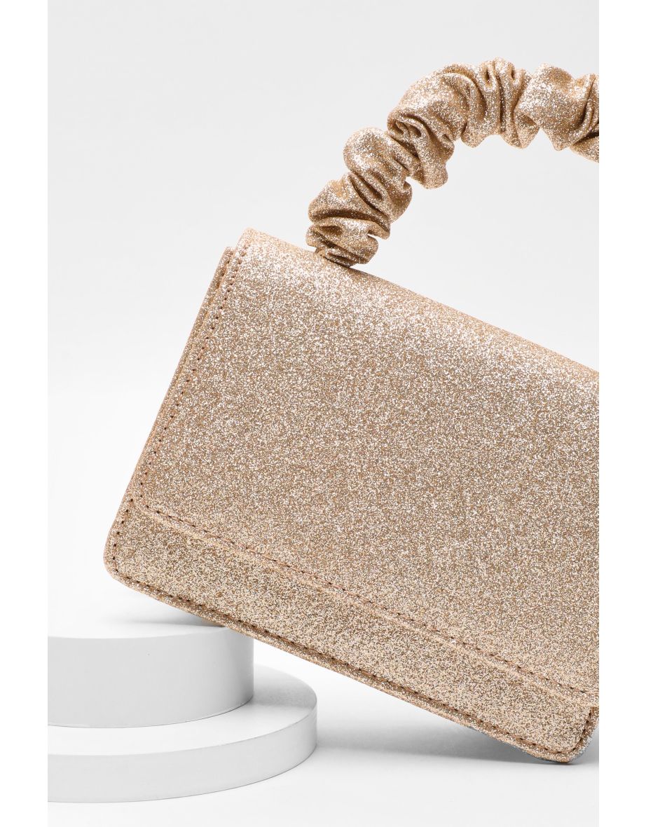 Gold Glitter Mini Ruched Bag - 4