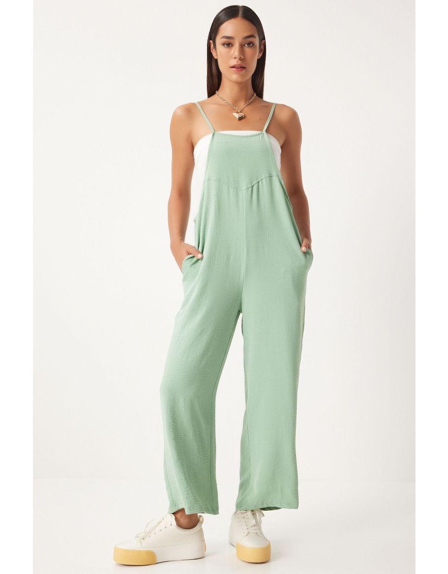 Women's Green Pocketed Gardener Overalls