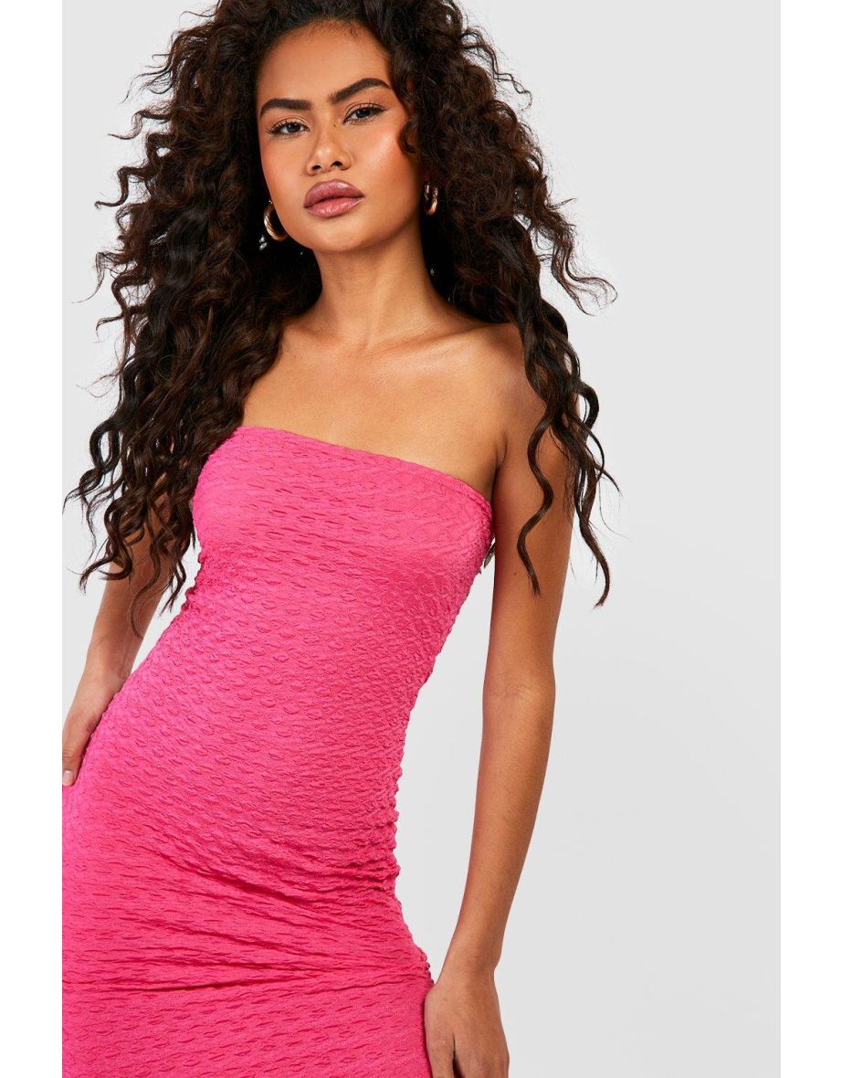 Textured Bandeau Maxi Dress - pink - 3