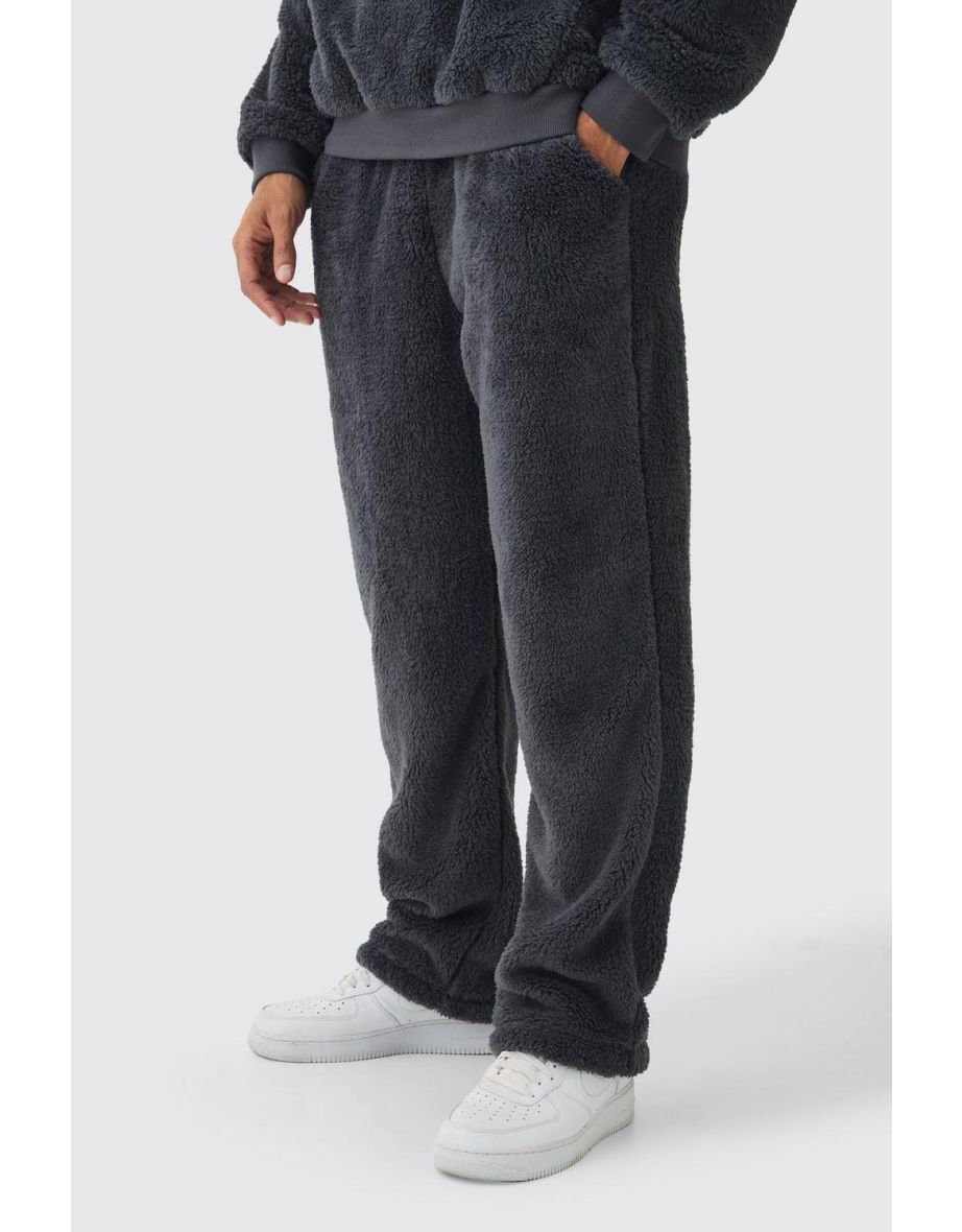 Straight Leg Teddy Borg Joggers - charcoal
