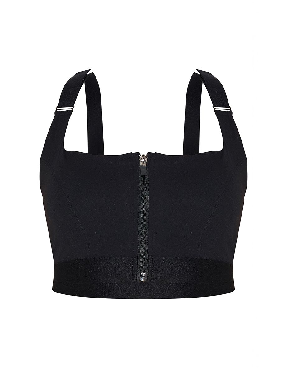 Shape Black Active Zip Front Adjustable Strap Padded Sports Bra - 4