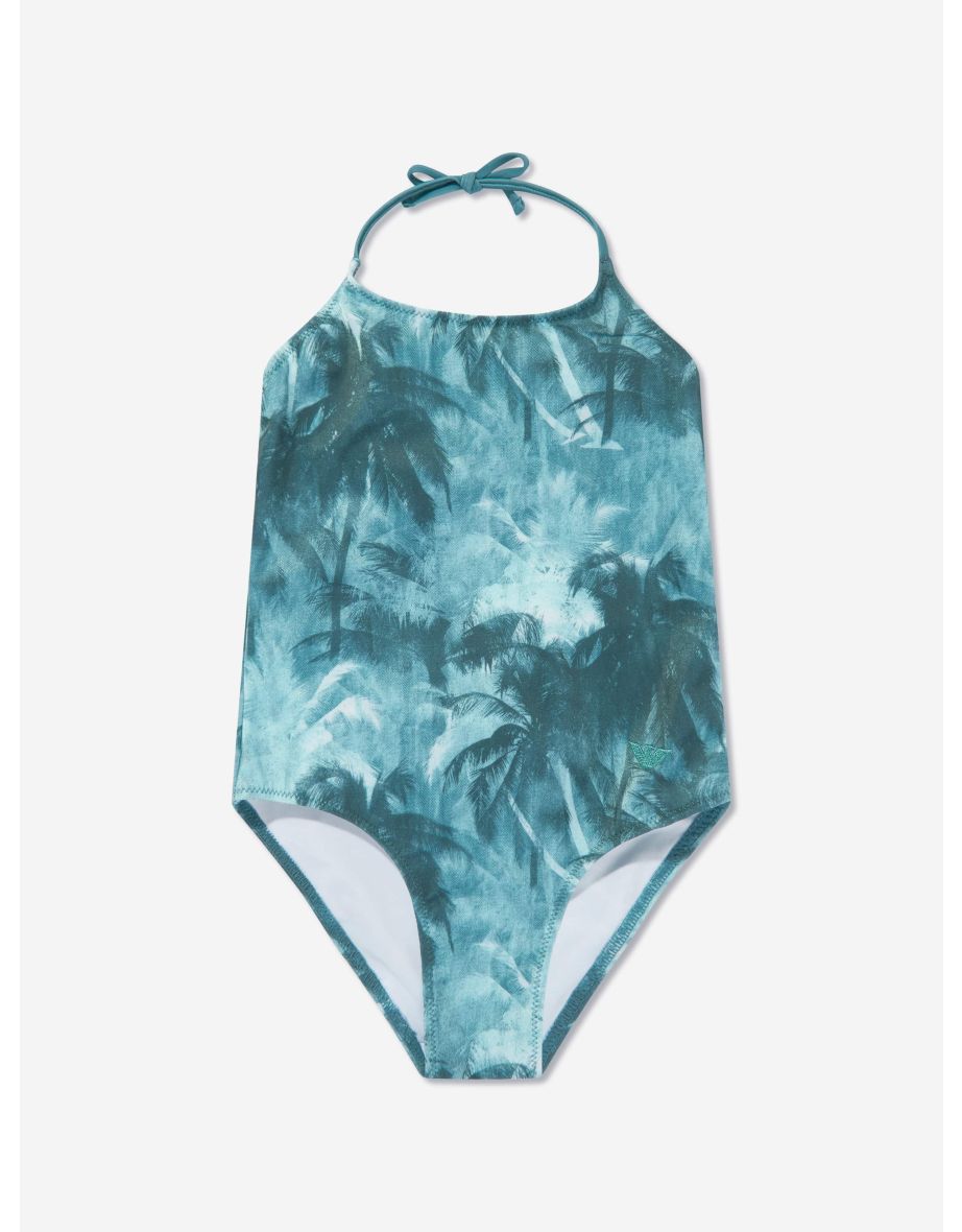 Girls Palm Leaf Swimsuit in Green