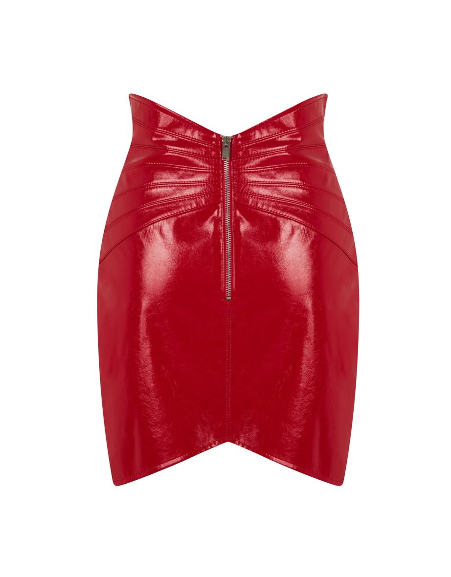 Faux Patent Leather Mini Skirt - 6